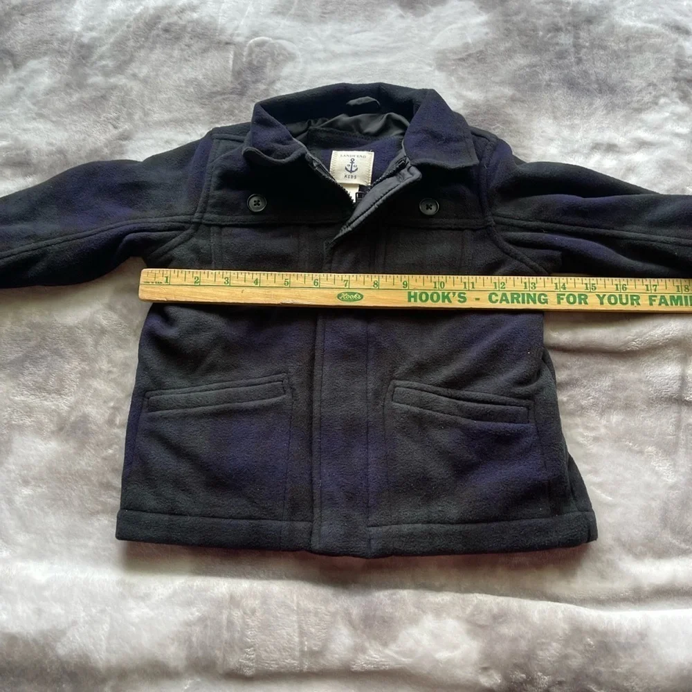 Lands end navy plaid fleece jacket